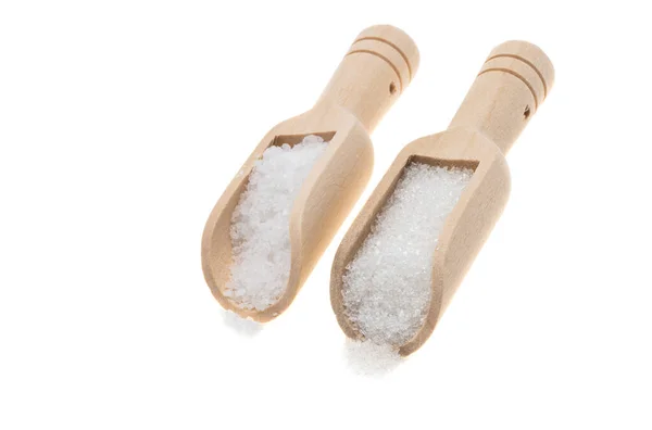 Kochlöffel Mit Zucker Isoliert Auf Weißem Hintergrund — Stockfoto