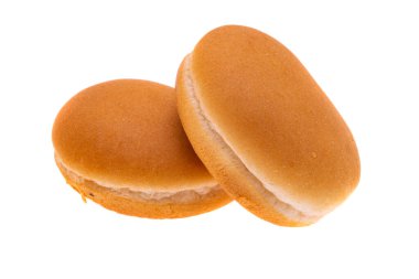 Beyaz arkaplanda izole edilmiş çizburger çörekleri 