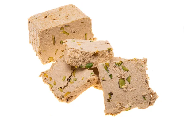 Halva Con Pistachos Aislados Sobre Fondo Blanco —  Fotos de Stock