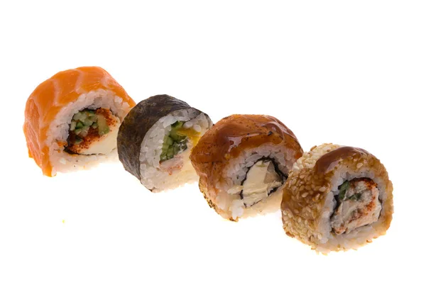 Sushi Geïsoleerd Witte Achtergrond — Stockfoto