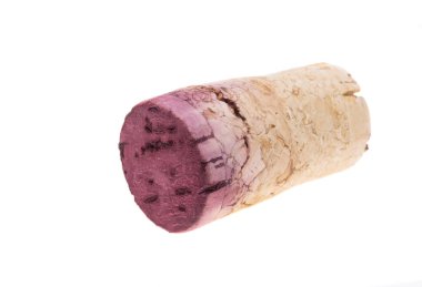 Beyaz arkaplanda izole edilmiş şarap mantarı 