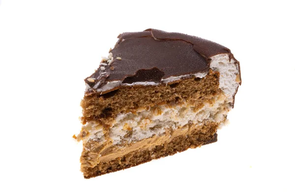 Torta Cioccolato Isolato Sfondo Bianco — Foto Stock