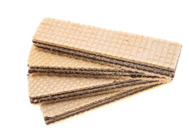 Beyaz arka planda izole edilmiş gevrek waffle 'lar 