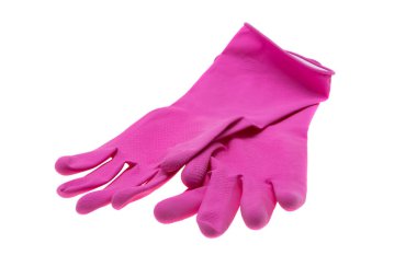 Beyaz arkaplanda izole edilmiş temizlik eldivenleri 