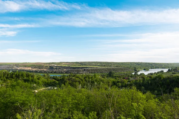 Paisaje Primavera Del Río Dniéster Frontera Ucrania Con Moldavia — Foto de Stock