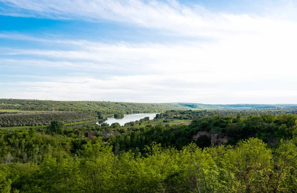 Spring Landscape Dniester River Border Ukraine Moldova — Stock Photo, Image