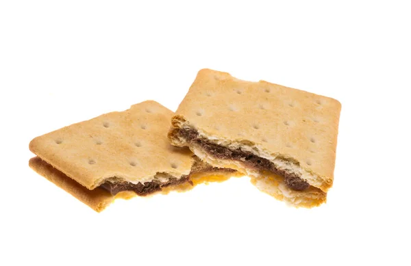 Sušenky Sušenka Čokoládou Izolované Bílém Pozadí — Stock fotografie