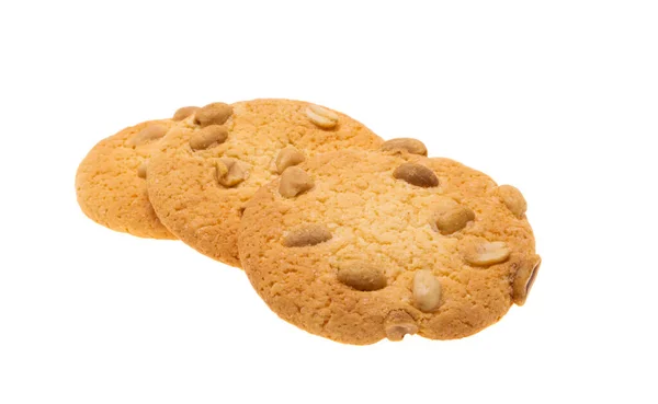 Cookies Aux Arachides Isolés Sur Fond Blanc — Photo