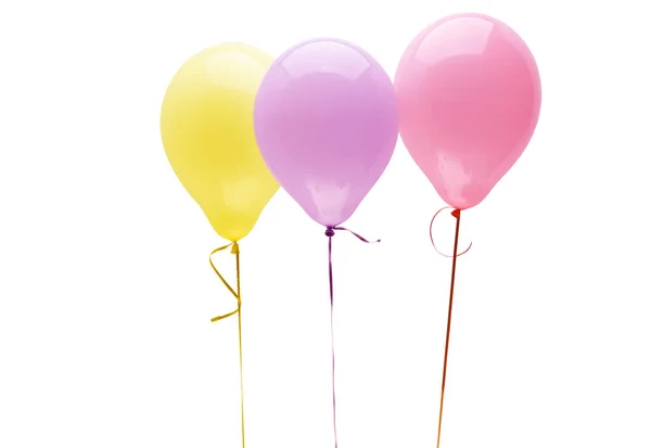 Balões Com Hélio Isolado Sobre Fundo Branco — Fotografia de Stock
