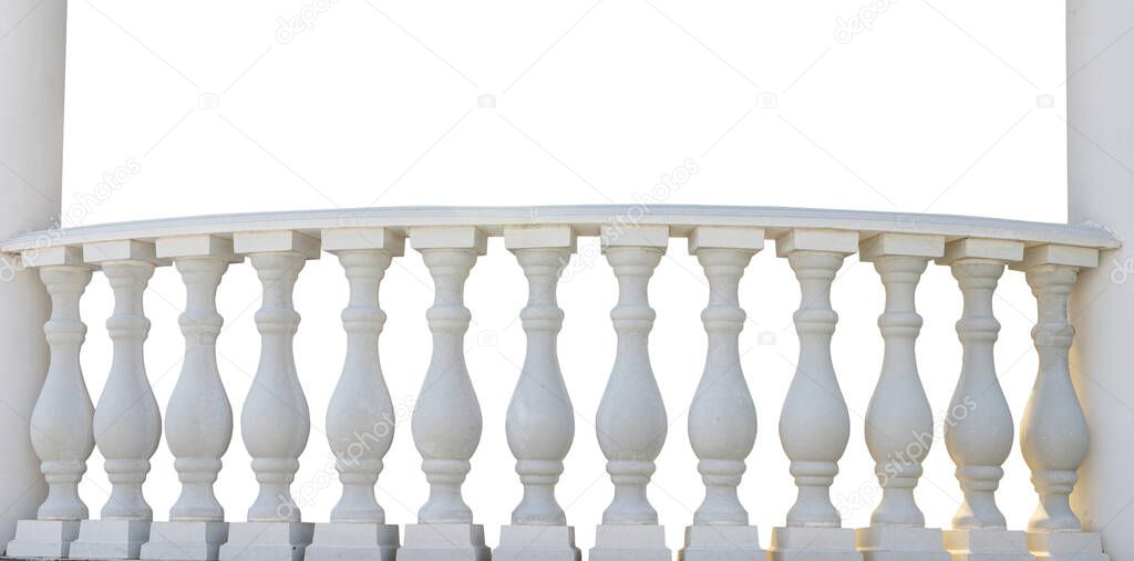 beautiful stone railing isolated on white background 