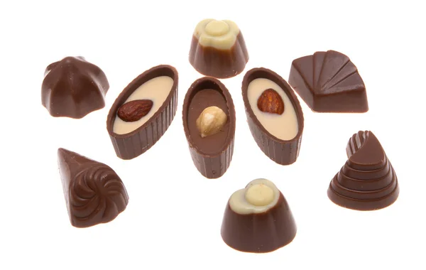 Caramelos Chocolate Aislados Sobre Fondo Blanco — Foto de Stock