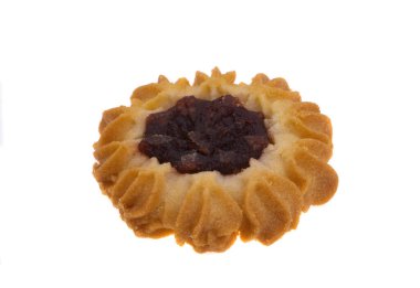 Beyaz arkaplanda izole edilmiş reçelli çerez 