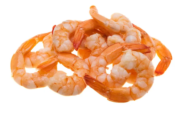 在白色背景上分离的煮熟虾 — 图库照片