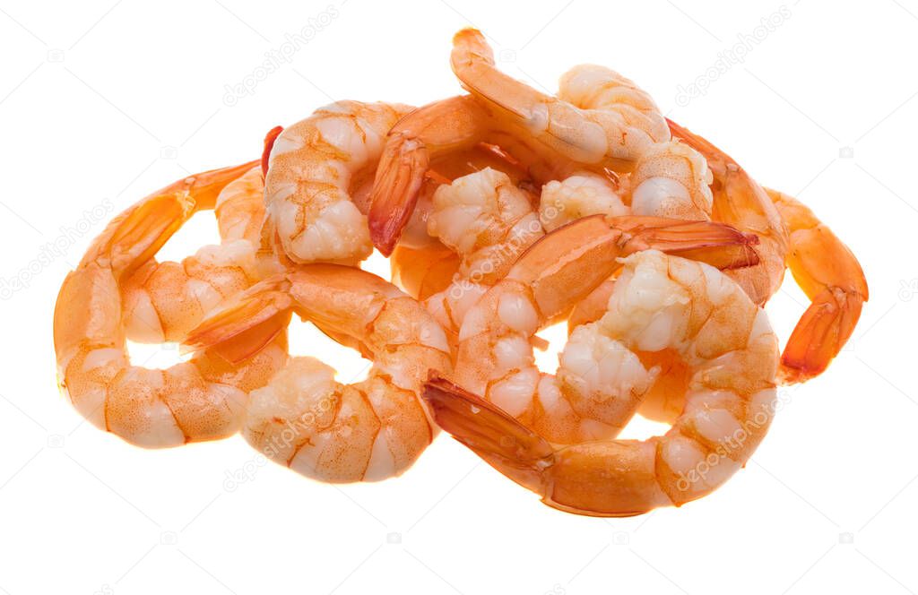 boiled shrimp isolated on white background 