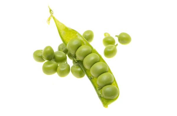 Groene Erwten Geïsoleerd Witte Achtergrond — Stockfoto