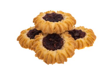 Beyaz arkaplanda izole edilmiş reçelli çerez 