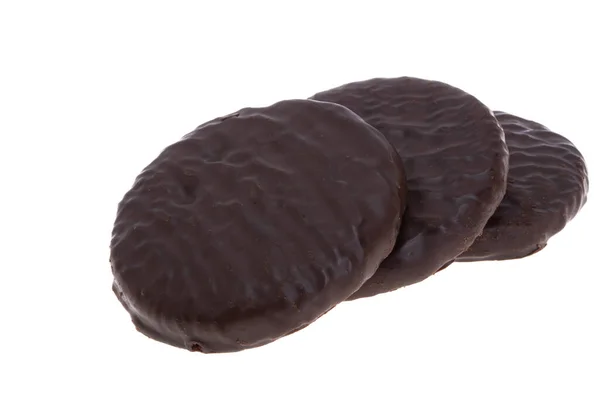 Biscuits Chocolat Avec Des Noix Isolées Sur Fond Blanc — Photo