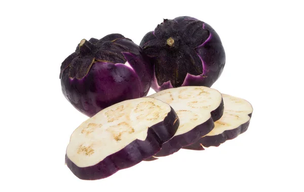 Aubergine Geïsoleerd Witte Achtergrond — Stockfoto