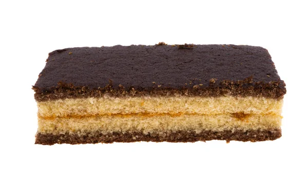 Chocolate Sponge Cake Isolated White Background — Stock Photo, Image