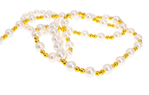 Collana Perle Isolata Sfondo Bianco — Foto Stock