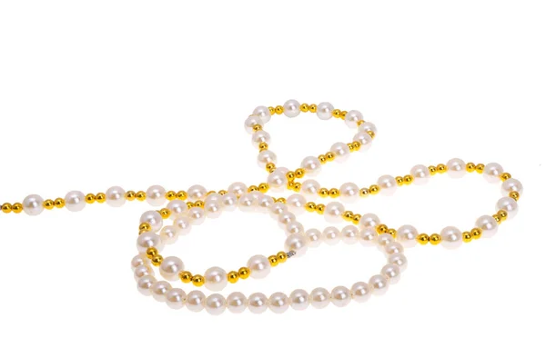 Collana Perle Isolata Sfondo Bianco — Foto Stock