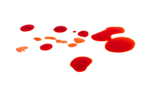 Drops Blood Isolated White Background — 스톡 사진