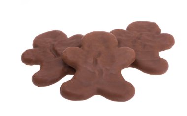 Beyaz arka planda izole edilmiş çikolata adamlar. 