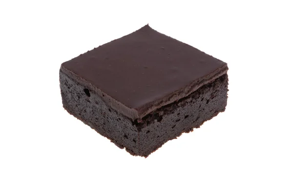 Amerikansk Choklad Brownie Kaka Isolerad Vit Bakgrund — Stockfoto