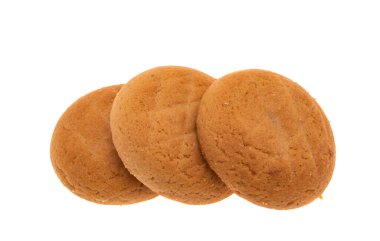 Beyaz arka planda izole edilmiş çikolatalı kurabiye. 