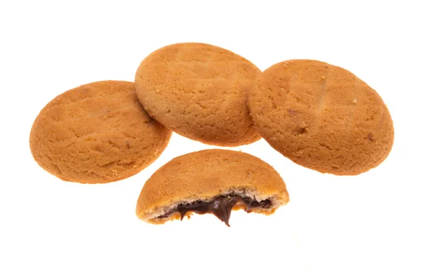 Cookies Mit Schokoladencreme Isoliert Auf Weißem Hintergrund — Stockfoto