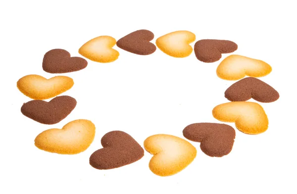 Cœurs Biscuits Isolés Sur Fond Blanc — Photo