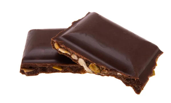 Schokolade Mit Nüssen Isoliert Auf Weißem Hintergrund — Stockfoto