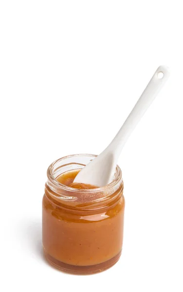 Marmellata Vaso Isolata Fondo Bianco — Foto Stock