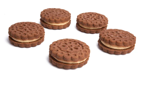 Galletas Dobles Aisladas Sobre Fondo Blanco — Foto de Stock