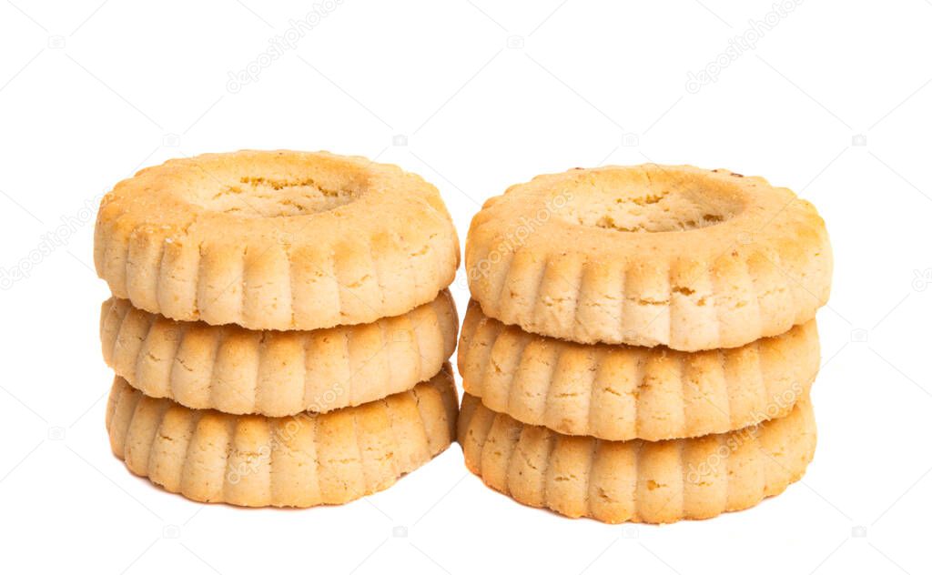 biscuit butter cookies isolated on white background