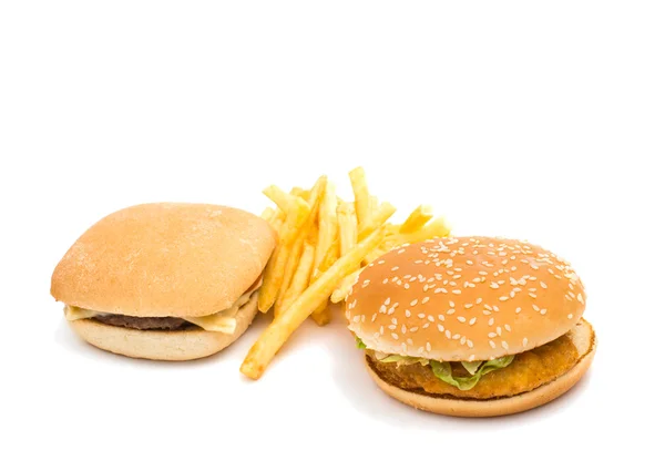 Hamburger e patatine fritte — Foto Stock