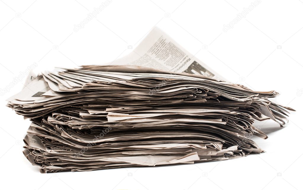 Closeup of stack of newspapers