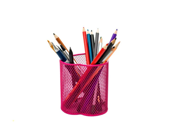 Pencils in basket — Stock Photo, Image