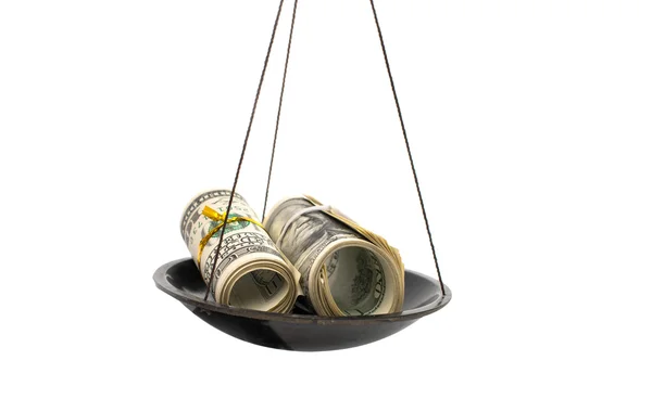 Dólares en la balanza — Foto de Stock