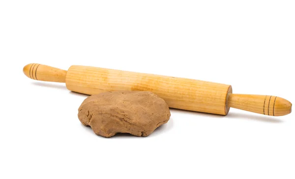 Gingerbread dough with a wooden rocker — Stock Photo, Image