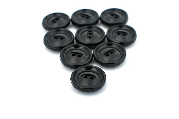 Black cloth button closeup — Stock Photo, Image