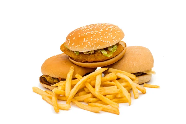 A sajtburger sült burgonyával — Stock Fotó
