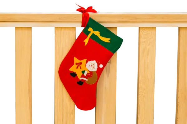 Dekorativní vánoční ponožka s santa — Stock fotografie