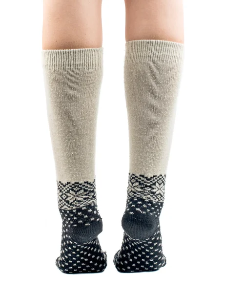 Dlouhé ponožky na nohou — Stock fotografie