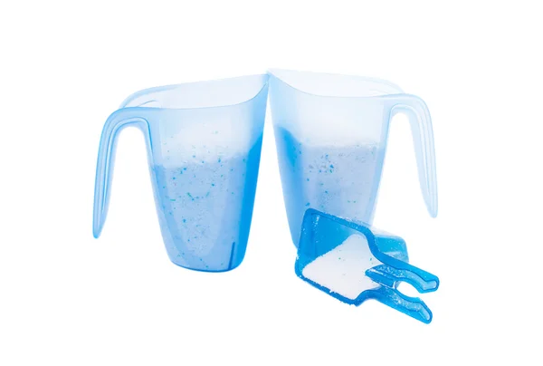 Polvo de lavado en vasos de plástico — Foto de Stock