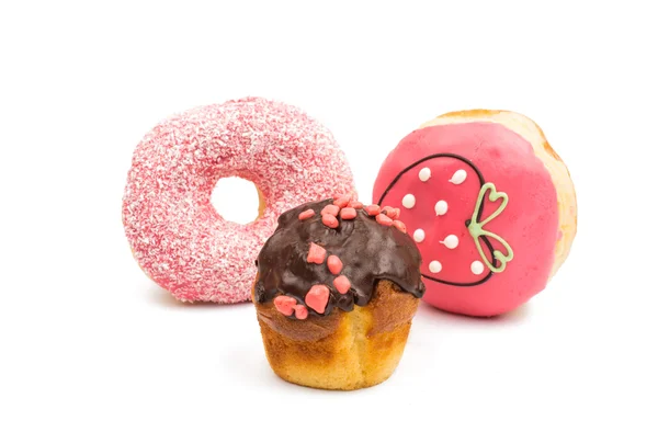 Mázas donuts és a Muffin — Stock Fotó