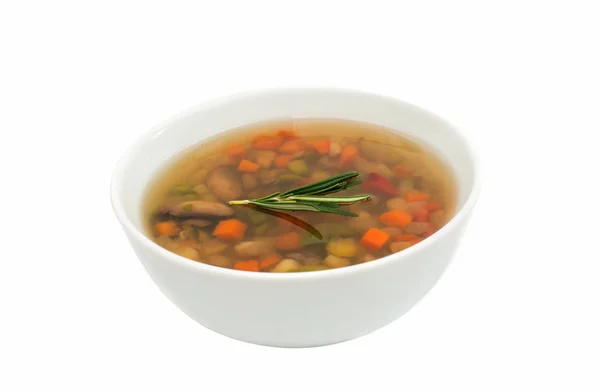 Gemüsesuppe im weißen Teller — Stockfoto