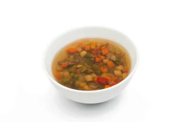 Sopa de legumes em prato branco — Fotografia de Stock