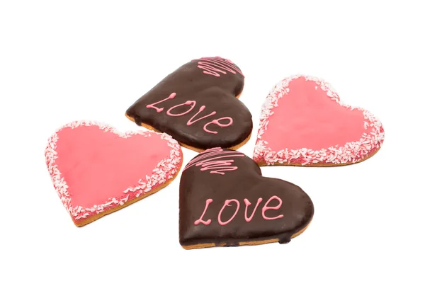 Corações de biscoitos saborosos — Fotografia de Stock