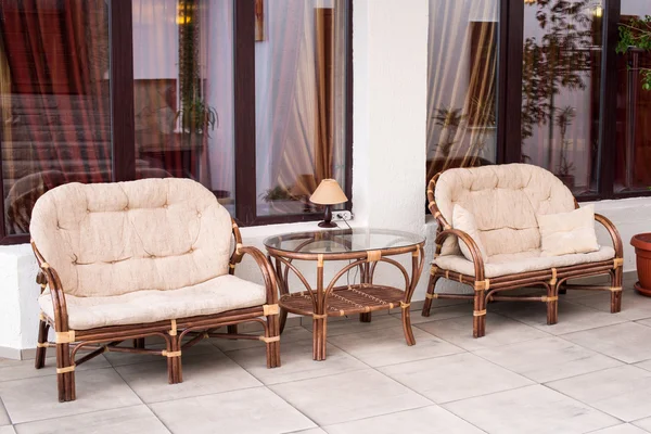 Set of furniture from rattan — Stock Photo, Image